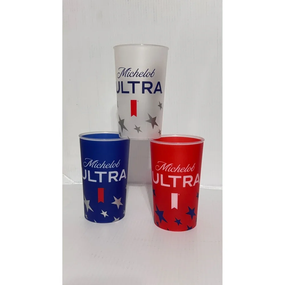 Michelob Ultra FIFA World Cup 26 Stadium Cups Set of 3 Red White Blue USA Soccer